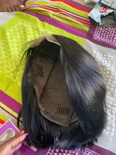 Celie Bob-Peluca de cabello humano liso con encaje frontal, postizo de pelo liso con cierre de 4x4 de densidad 150