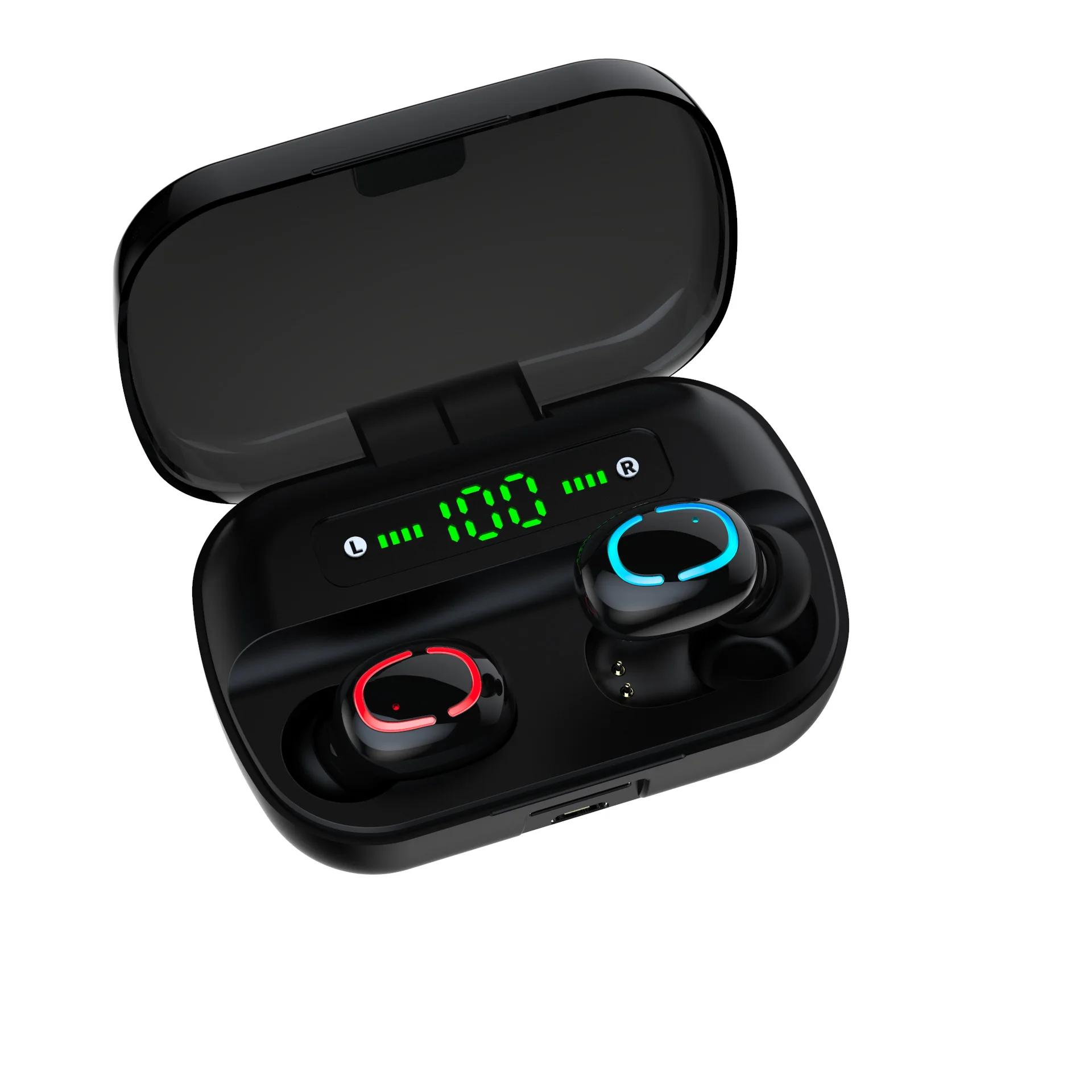 

HBQ-Q82 double U-type digital display band mobile power wireless blutooth with charging hands-free sports portable earphones