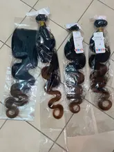 Lace Closure Bundles Weaves-Extension Remy-Hair Body-Wave Spark Ombre 100%Human-Hair