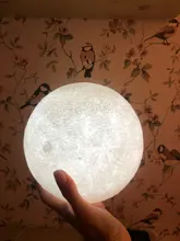 Night-Light Moon-Lamp Touch-Switch Bedroom-Decoration LED Birthday-Gift 3d-Print Rechargeable