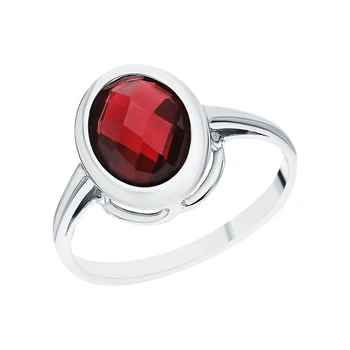 

Silver ring with Garnet synthetic sunlight sample 925