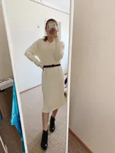 Knitted Dresses Robe Sweater Loose Maxi Oversize Long-Sleeve Winter Womens Vestido Autumn