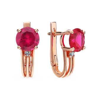 

Gold earrings with rubies and cubic zirconia sunlight sample 585