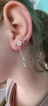 Pendiente Piercing de Plata de Ley 925 para mujer y niña, abalorio de borla con flor de cerezo, joyería, accesorios eh1182