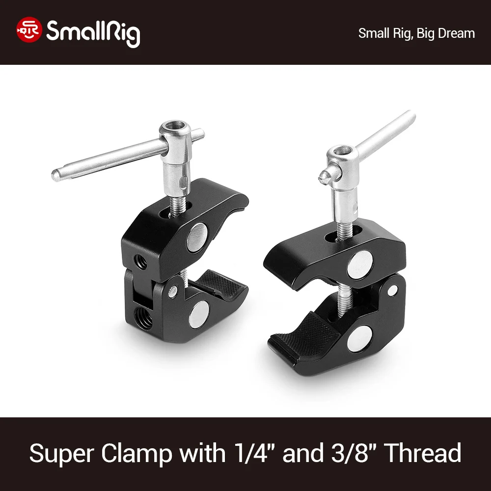 

SmallRig Super Clamp with 1/4" and 3/8" Thread (2pcs Pack) For Dslr Camera Cage LCD Monitor LED Quick Release Clamp - 2058