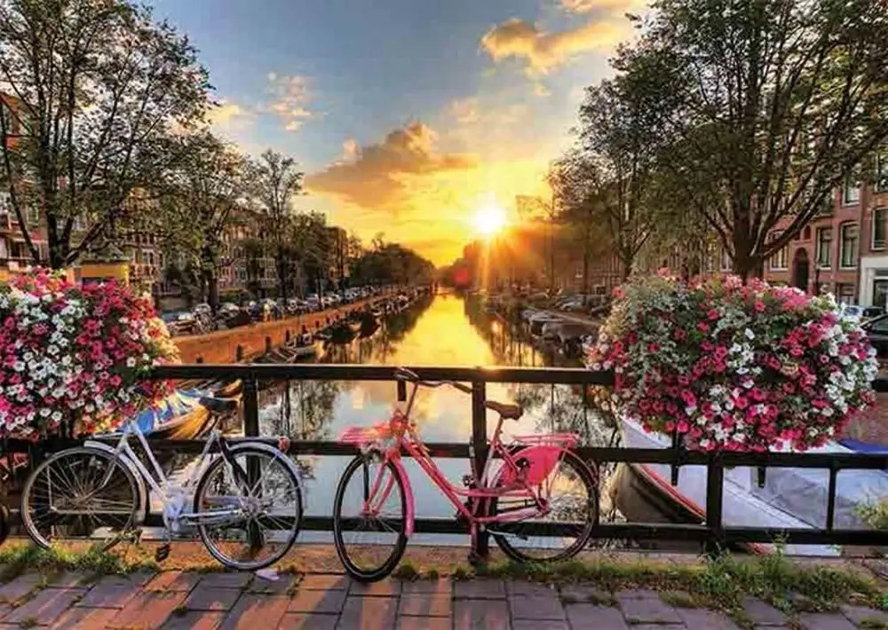 Gold Puzzle 1000 Pieces Sunset On The Canal In Amsterdam Puzzle