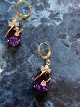 Conjuntos de joyería Vintage para mujer, colgante de piedra de cristal de Plata de Ley 925, dijes, collar de boda, pendientes de aro