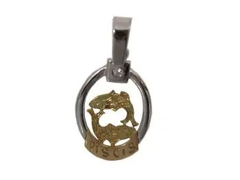 

Horoscope two-color sterling gold pendant Zodiac Pisces sign