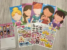 Pegatinas de rompecabezas para niños, juegos de rompecabezas de princesa de cara a cara, dinosaurio de ensamblaje, juguete educativo de entrenamiento de reconocimiento