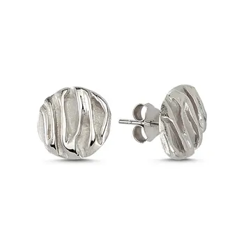 

Angemiel 925 Sterling Silver Wrinkled Round Earrings