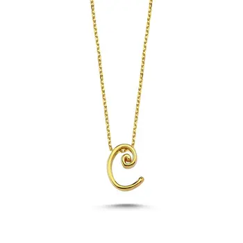 

Angemiel 925 Silver-C-Letter Ghost Pendant-Gold Plated