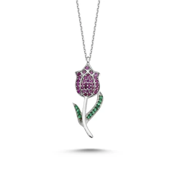 

Silver 925 Sterling Zircon Tulip Necklace