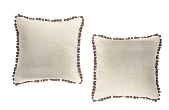 

SET 2 cases cotton cushion BEIGE PASAMANERIA balls MARRON 40X40