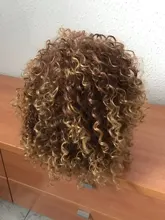 Peluca de cabello Afro rizado con flequillo para mujeres negras, pelo corto sintético estampado glorioso, Cosplay, Alta Temperatura