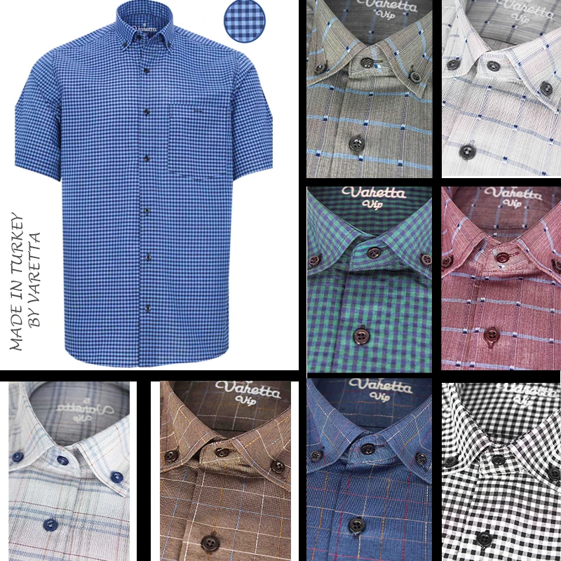 

New Men's Casual Cotton Short Sleeve Shirt Single Pocket Check and Regular Fit Top Ideal for Summer Social Shirt Varetta Turkey