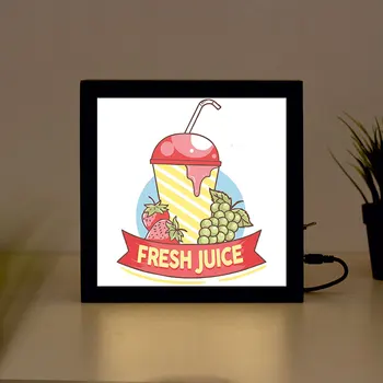 

Fresh Juice handcrafted Wooden Light Box Sign for Home, Restaurant, Coffee Shop Business Signage