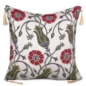 

45x45 cm Tassels Tulip Cushion Cover / Pillow Cover Model No: 5 Red