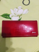 DICIHAYA-Billetera de piel genuina con doble cremallera para mujer, cartera de mano roja con patrón de cocodrilo