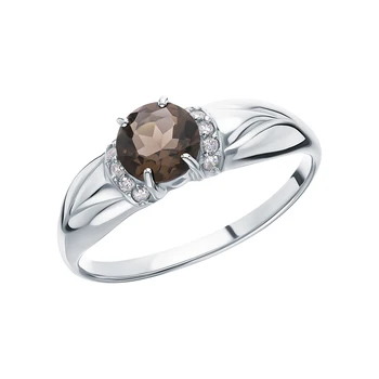 

Silver ring with раухтопазами and cubic zirconia sunlight sample 925