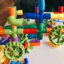 Juguetes de bloques de construcción de tubería de agua DIY para niños, túnel para tubería iluminadora, juguetes educativos de construcción, juguetes de diseñador
