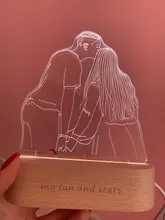 Night-Light Wooden-Base Text-Photo Christmas-Gift Customized Wedding DIY Holiday 