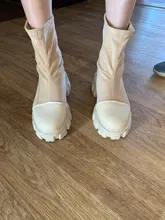 Botas de calcetín negro para mujer, zapatos góticos Punk, botines de plataforma, media blanca, novedad de 2020