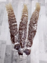 Noble rizado Ombre pelo mechones de cabello sintético Super largo rizado 1 Uds 28 -32 Rubio marrón mechones con extensiones de cabello