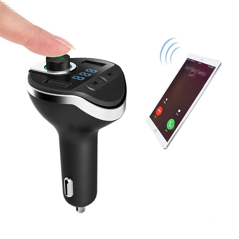 T20 комплект громкой связи для автомобиля Bluetooth 4,2 FM передатчик аудио Музыка ЖК MP3 плеер Поддержка TF карта 15 Вт двойной зарядки адаптер питания