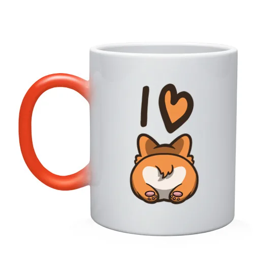 Кружка хамелеон I Love Corgi | Дом и сад
