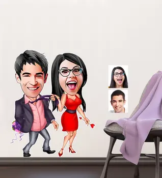 

Personalized Valentine Caricature Of Wall Sticker (50x70cm) 4 personalized Design Souvenir Dear Spouse Reliable Funny