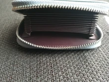 Tarjetero de piel de vaca de primera capa RFID antirrobo para hombre y mujer, billetera pequeña multifuncional con cremallera