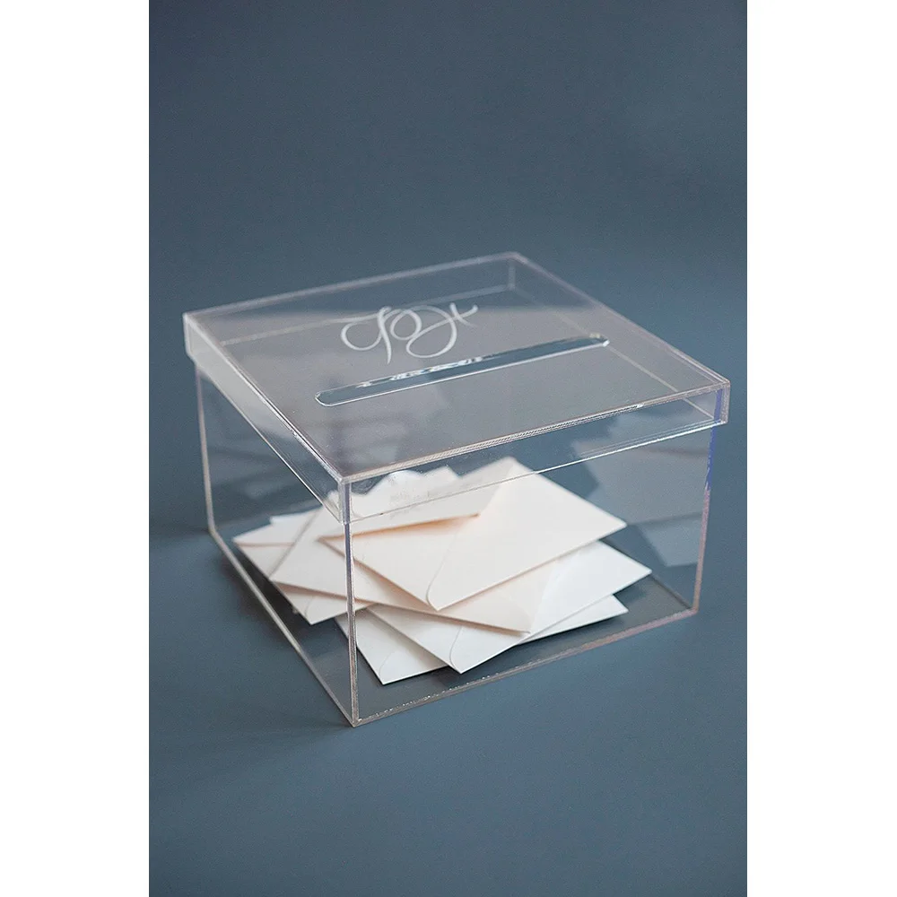 

Wedding Card Box Clear with Lid Keepsake Box Card Box Wedding Card Holder for Weddings Baby Showers 25x20x20cm