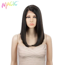 Magic Synthetic Lace Wig Straight Hair Wigs 14 Inch Bob Wig Ombre Blue Wigs For Black Women Heat Resistant Cosplay Wigs