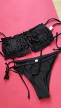 Bikini Bandeau plisado para mujer, bañador Sexy, conjunto de Mini Bikini con Tanga, ropa de playa, traje de baño 2021