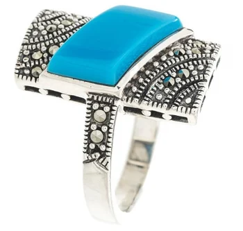 

Yuk markazit ring with marcasites and turquoise from silver