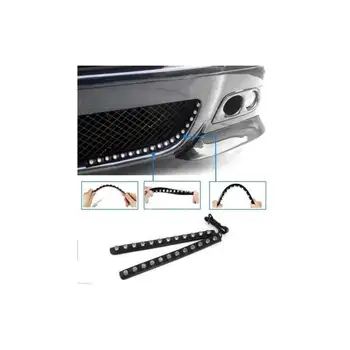 

Pair car daytime running lights LED strip white strips flexible adhesive 12 V