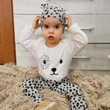 Conjunto de ropa para niñas pequeñas, Tops de manga larga con letras para recién nacidos, pantalones informales con estampado, diadema, trajes para niños pequeños