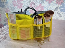 Organizador de viaje de nailon para mujer, bolso grande líneas, maquillaje, cosmético