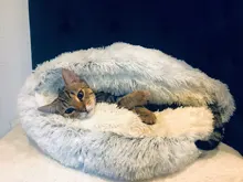 HOOPET-cama para gato y perro, cama para gato y perro de felpa redonda, cálida, suave y larga, para perros pequeños, nido 2 en 1, nuevo estilo