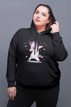 

Angemiel Wear Unicorn Black Women Hooded Sweatshirt
