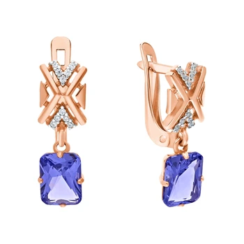 

Silver earrings with tanzanite and cubic zirconia sunlight sample 925