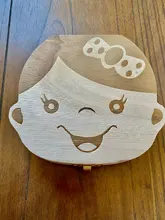 Diente de bebé caja de francés/inglés/español/ruso/italiano de madera organizador para dientes de leche de los muchachos de las muchachas de recuerdos para bebés regalo