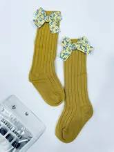 Calcetines con lazo Floral para niñas pequeñas, medias largas de algodón suave hasta la rodilla para bebés, Estilo Princesa a rayas para niños de 0 a 5 años