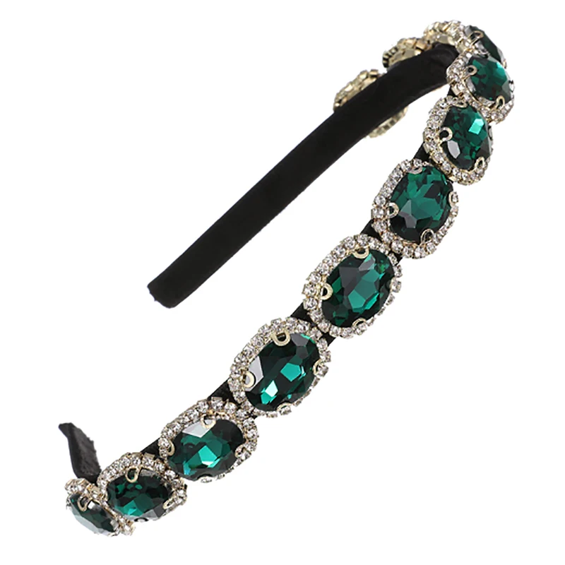 

ZHINI Luxury Sparkly Full Crystal Hairband Headbands for Women Simple Green Rhinestone Princess Hair Accessories Jewelry 2020