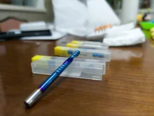XCAN-Fresa de extremo de carburo con revestimiento azul CNC, fresa de extremo de flauta única, vástago de 4/6mm, 1 unidad