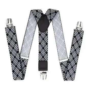 

Pants suspenders with reinforced clips (3.5 cm, 3 clips, black, white) 55725