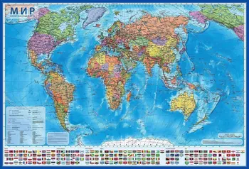 

Political interactive world map with lamination, 1:28 m