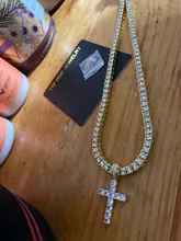 Collar con colgante de Cruz de Hip Hop para hombre y mujer, cadena de tenis de circón de 4mm, collares ostentosos con diamantes de imitación, joyería de Hip Hop