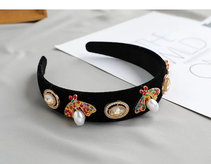 large hair clip ZHINI New Fashion Big Imitation Pearls Headbands for Women Enthic Gothic Color Crystal Hair band Eye Hair Accessories Jewelry hair bows for women