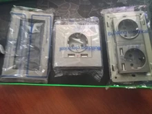 SRAN EU 2gang power socket,16A electrical plug grounded Hide LED indicator ,double socket